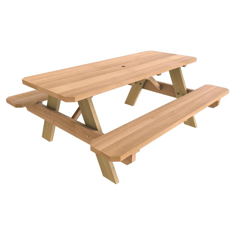 Wooden Picnic Table - 6' x 27'' (Seats 6) - Furniture, Tables Rentals