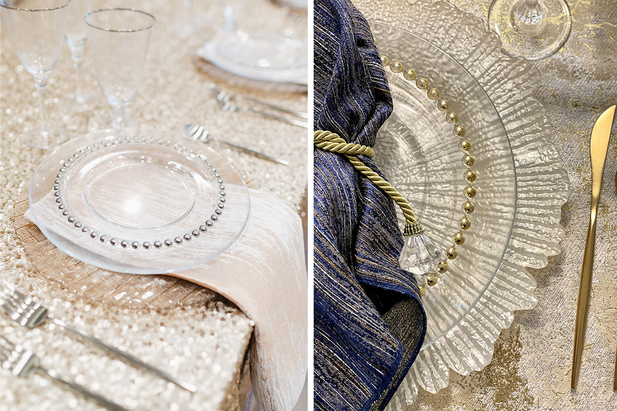 Sparkle linen for holiday tabletop